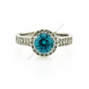 18k White Gold 1ct Blue Diamond Ring